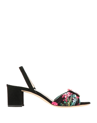 MIA BECAR Sandals Black Leather, Textile fibers