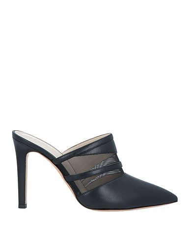 MIA BECAR Mules and clogs Black Soft Leather, Textile fibers