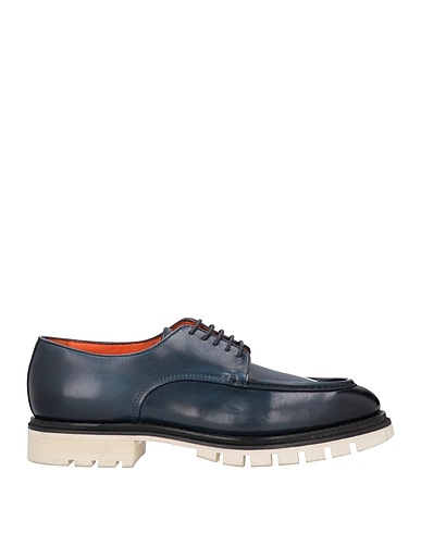 SANTONI Laced shoes Slate blue Soft Leather