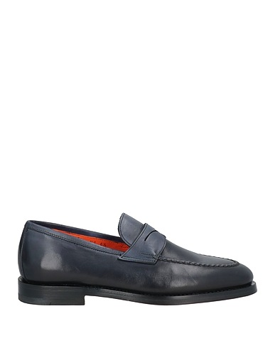 SANTONI Loafers Navy Leather