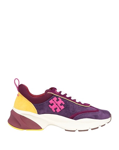 TORY BURCH Sneakers Dark purple Soft Leather, Textile fibres
