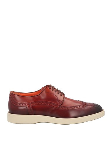 SANTONI Laced shoes Chocolate brown Textile fibers