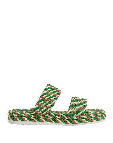 8 by YOOX Sandals Green 50% Polyester, 50% Cotton, Soft Leather