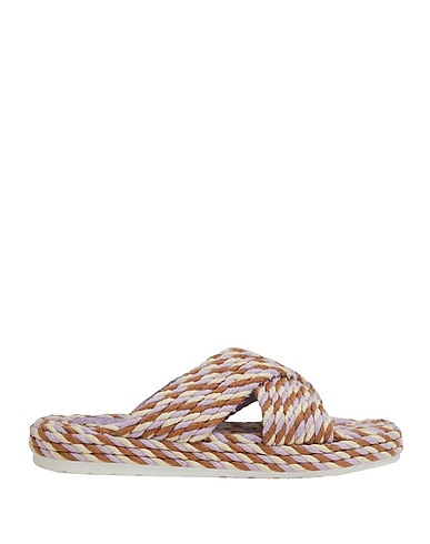 8 by YOOX Sandals Lilac 50% Polyester, 50% Cotton, Soft Leather