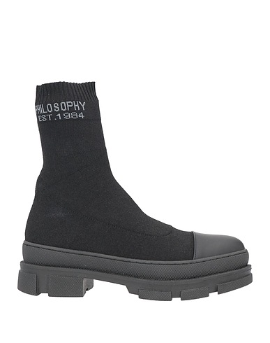 PHILOSOPHY di LORENZO SERAFINI Stiefelette Schwarz Gewebefasern, Leder