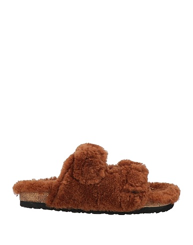 FUR DELUXE Sandali Marrone Fibre tessili, Pelle