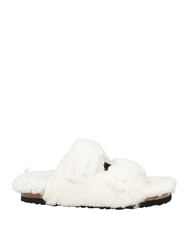 FUR DELUXE Sandali Bianco Fibre tessili, Pelle