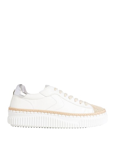 VOILE BLANCHE Sneakers White Soft Leather, Textile fibers