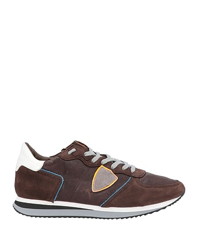 PHILIPPE MODEL Sneakers Dark brown Leather, Textile fibers