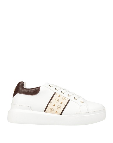 POLLINI Sneakers White Soft Leather, Textile fibres