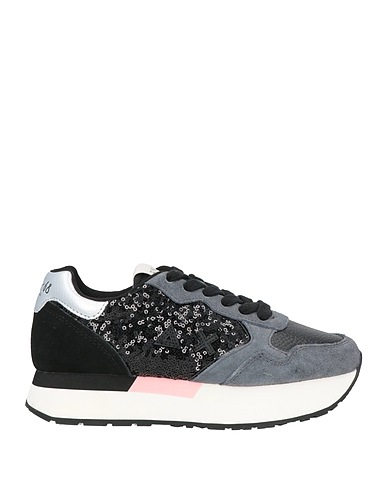 SUN 68 Sneakers Black Soft Leather, Textile fibers