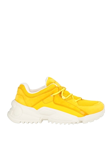 FERRAGAMO Sneakers Yellow Calfskin, Textile fibers