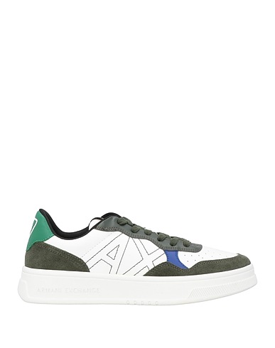 ARMANI EXCHANGE Sneakers Verde militare Pelle di bovino, Poliestere, Poliuretano