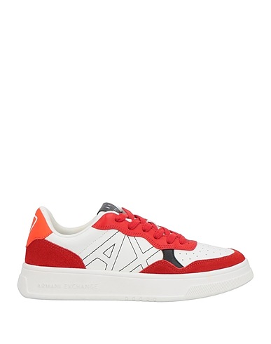 ARMANI EXCHANGE Sneakers Red Cow leather, Polyester, Polyurethane
