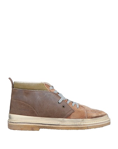 HIDNANDER Ankle boot Brown Leather, Textile fibres