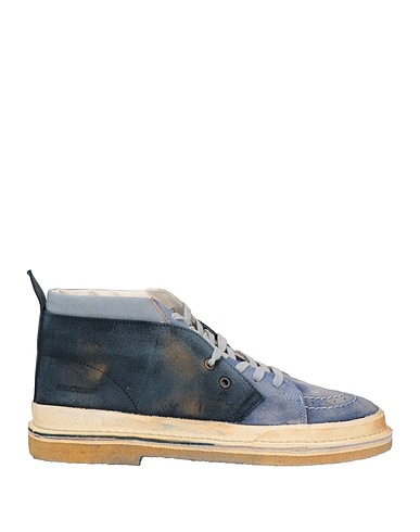 HIDNANDER Ankle boot Navy blue Leather, Textile fibres
