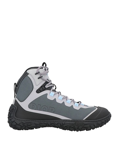 DIOR Ankle boot Grey Leather, Textile fibers
