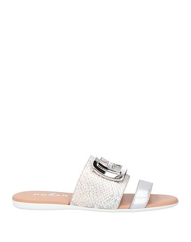 HOGAN Sandals Silver Soft Leather