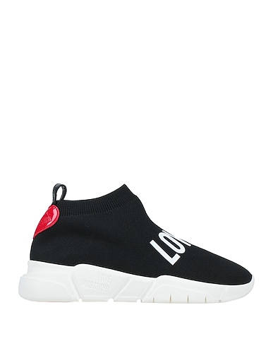 LOVE MOSCHINO Sneakers Black Textile fibers, Soft Leather, Rubber
