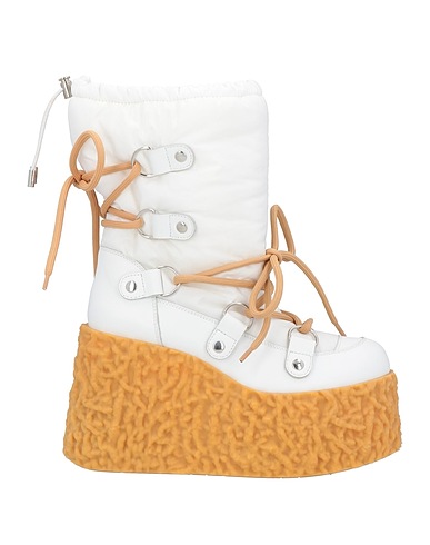 AGL Ankle boot White Leather, Textile fibers