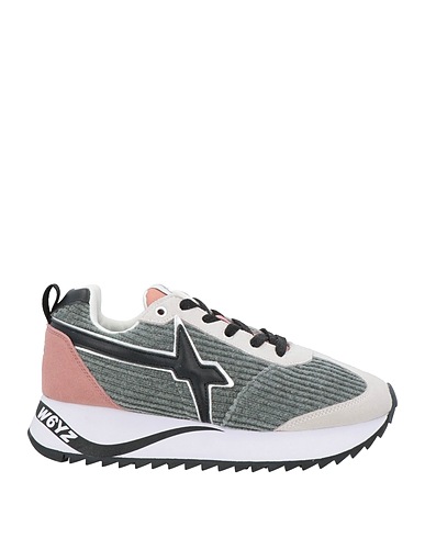 W6YZ Sneakers Sage green Leather, Textile fibers