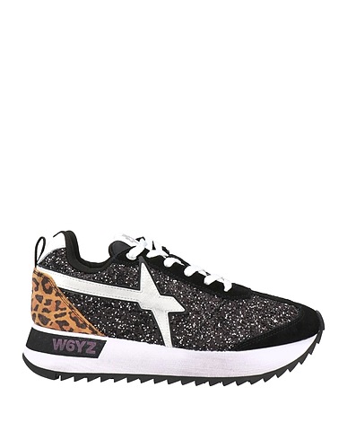 W6YZ Sneakers Black Textile fibres, Soft Leather