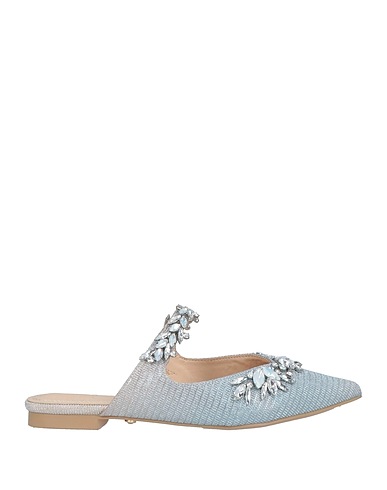TWENTY FOUR HAITCH Mules and clogs Silver Textile fibers