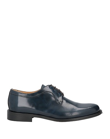 BRUNO VERRI Laced shoes Midnight blue Soft Leather, Textile fibers