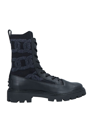 TOD'S Ankle boot Black Soft Leather, Textile fibers