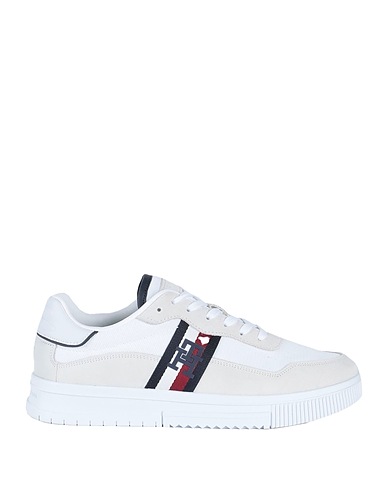 TOMMY HILFIGER Sneakers White Soft Leather, Textile fibres