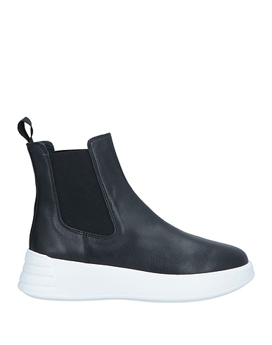 HOGAN Ankle boot Black Soft Leather, Textile fibers