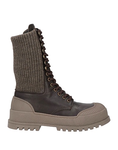 MICH SIMON Ankle boot Dark brown Calfskin, Textile fibers