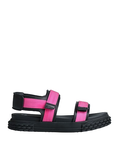 GIUSEPPE ZANOTTI Sandali Fucsia Fibre tessili, Pelle