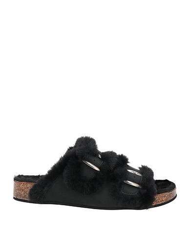 SKILLS & GENES Sandals Black Textile fibres, Soft Leather