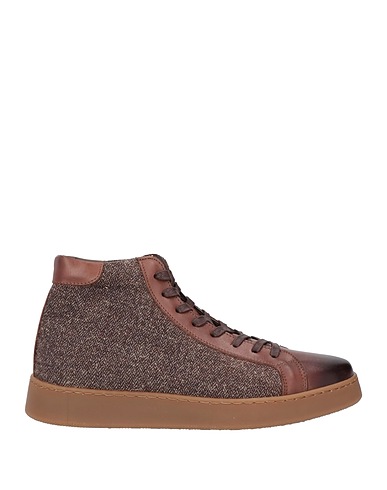 ANGELO PALLOTTA Sneakers Testa di moro Pelle, Fibre tecniche