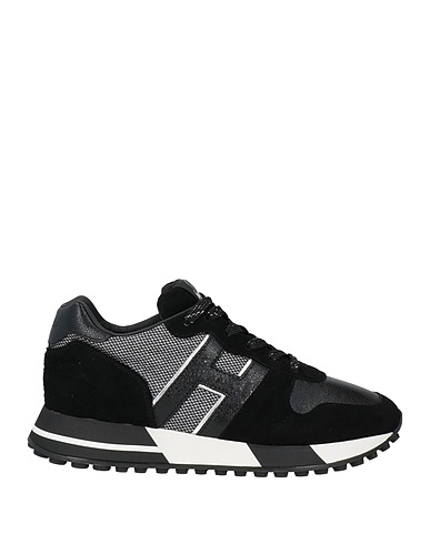 HOGAN Sneakers Black Leather, Textile fibres