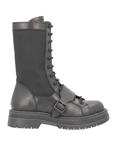 MICH SIMON Ankle boot Black Soft Leather, Textile fibres