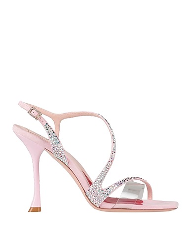 ROGER VIVIER Sandals Light pink Soft Leather, Textile fibres
