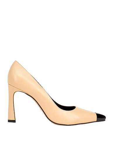 8 by YOOX Court LEATHER POINTY DETAIL PUMP
 Beige 100% Calfskin