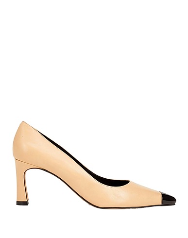 8 by YOOX Court LEATHER POINTY DETAIL SLIGBACK
 Beige 100% Calfskin