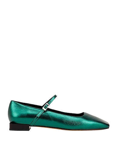 8 by YOOX Footwear LAMINATED LEATHER BALLET FLATS
 Emerald green 100% Calfskin
