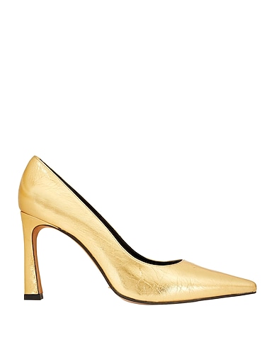 8 by YOOX Pump METALLIC LEATHER POINTY-TOE  PUMPS
 Gold 100% Calfskin