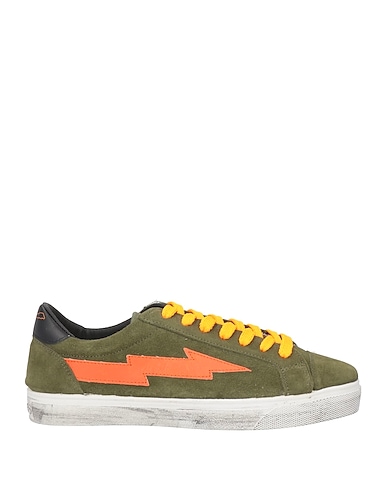SANYAKO Sneakers Military green Leather, Textile fibres