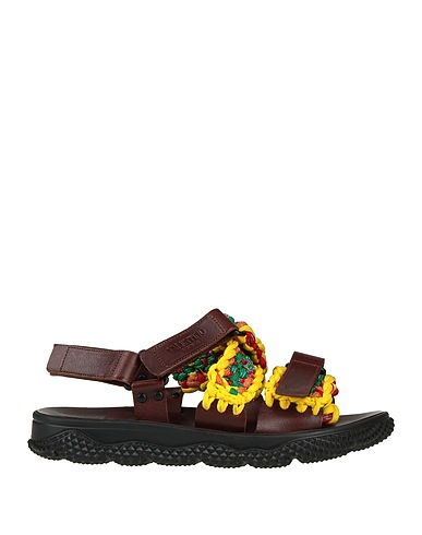VALENTINO GARAVANI Sandals Yellow Soft Leather, Textile fibers