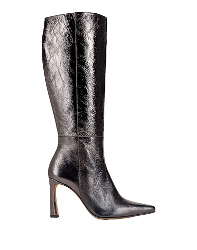 8 by YOOX Boots METALLIC LEATHER POINTY-TOE  BOOT
 Charcoal 100% Calfskin