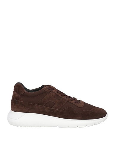 HOGAN Sneakers Marrón chocolate Cuero, Fibras textiles
