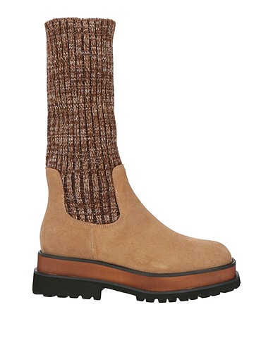 RAHYA GREY Boots Camel Soft Leather, Textile fibres