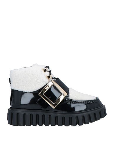 ROGER VIVIER Ankle boot Black Leather, Textile fibres