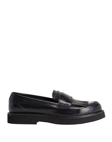 8 by YOOX Loafers LEATHER FRINGE-DETAIL LOAFER Black 100% Calfskin