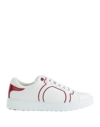 FERRAGAMO Sneakers Off white Calfskin, Textile fibers
